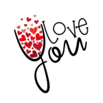 Cricut-kompatibel – Love You als Glas Wein voller Herzen – SVG