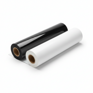 Cricut-kompatibel Plotter HTV Bügelfolie 30 cm x 30 m – 15 m Weiß + 15 m Schwarz PU Flexfolie für Textildruck