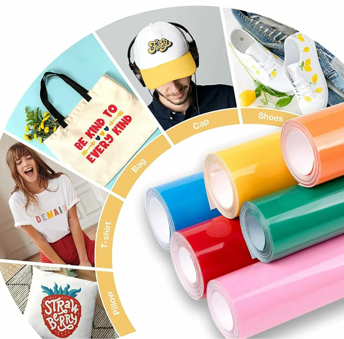 Cricut-kompatibel Plotter Folien HTV 30 x 90 cm – 14er Set Flexfolie Bunt – Bild 3