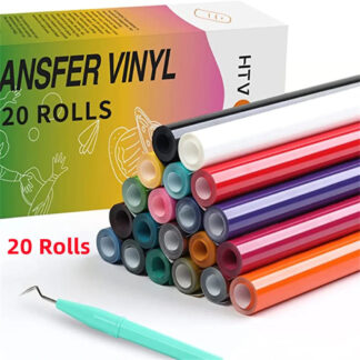 Cricut-kompatible PU Flexfolie 20er Set 30 x 90 cm – HTV Rollen für Textildruck und Plotter Projekte