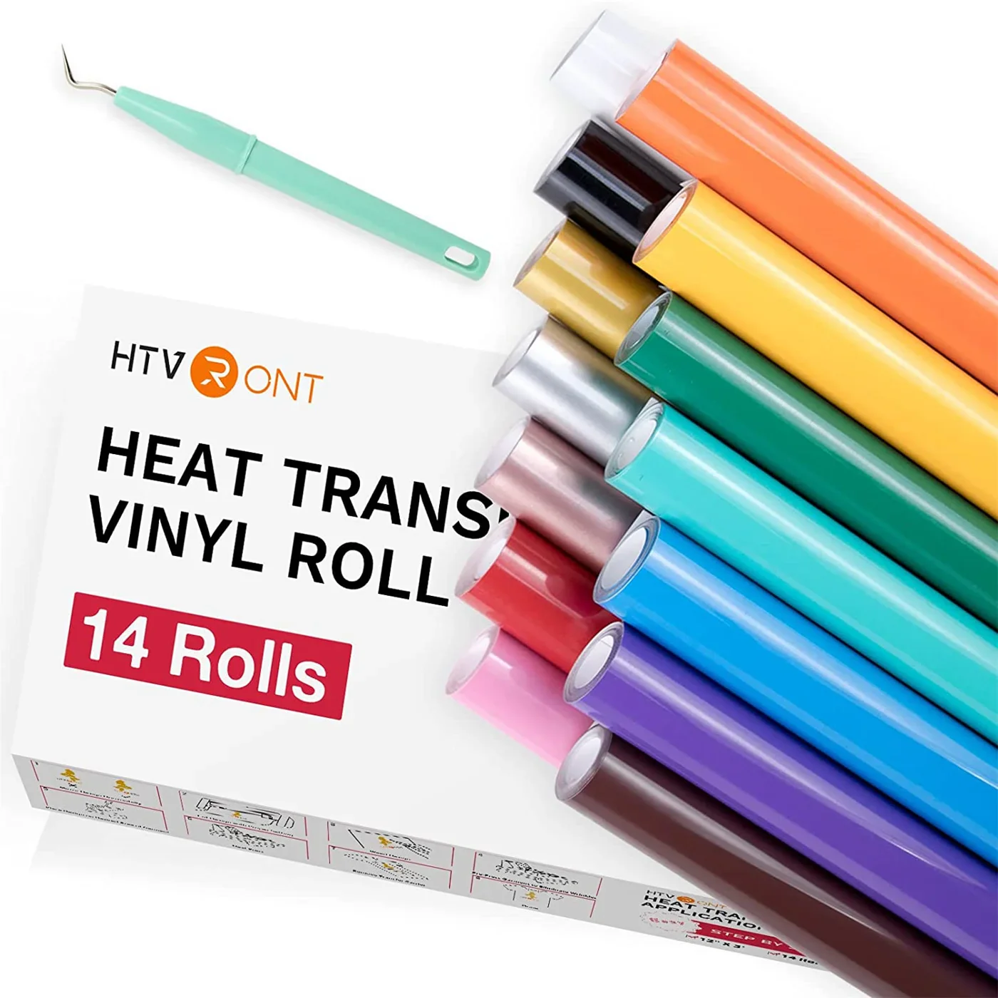 Cricut-kompatibel Plotter Folien HTV 30 x 90 cm – 14er Set Flexfolie Bunt
