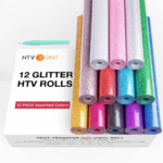 Cricut-kompatibel Plotter Folien Glitter HTV 25 x 150 cm – 12er Set Glitzer Flexfolie