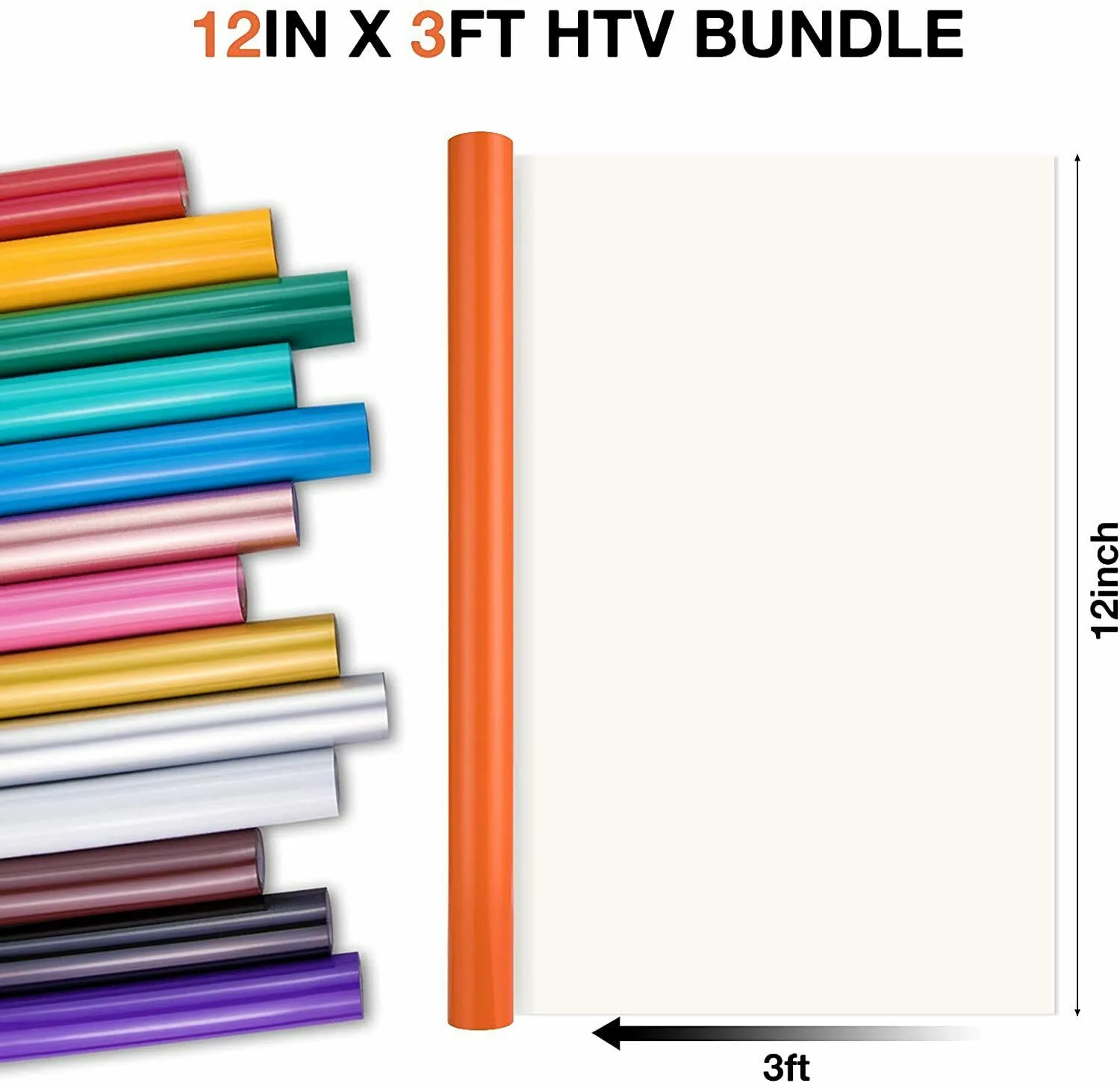 Cricut-kompatibel Plotter Folien HTV 30 x 90 cm – 14er Set Flexfolie Bunt – Bild 5