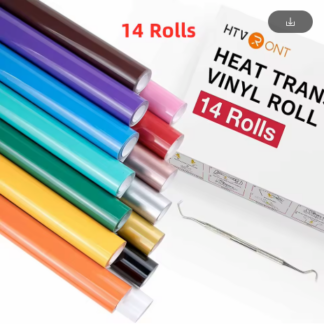 Cricut-kompatibles HTV Flexfolien Set – 14 Rollen 30 × 90 cm für Plotter Textildesign