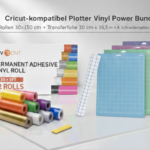 Cricut-kompatibel Plotter Folien Vinyl Power Bundle – 12 Rollen 30 x 150 cm + Transferfolie 36,5 m + 4 Schneidematten 30,5 x 30,5 cm Komplett-Set