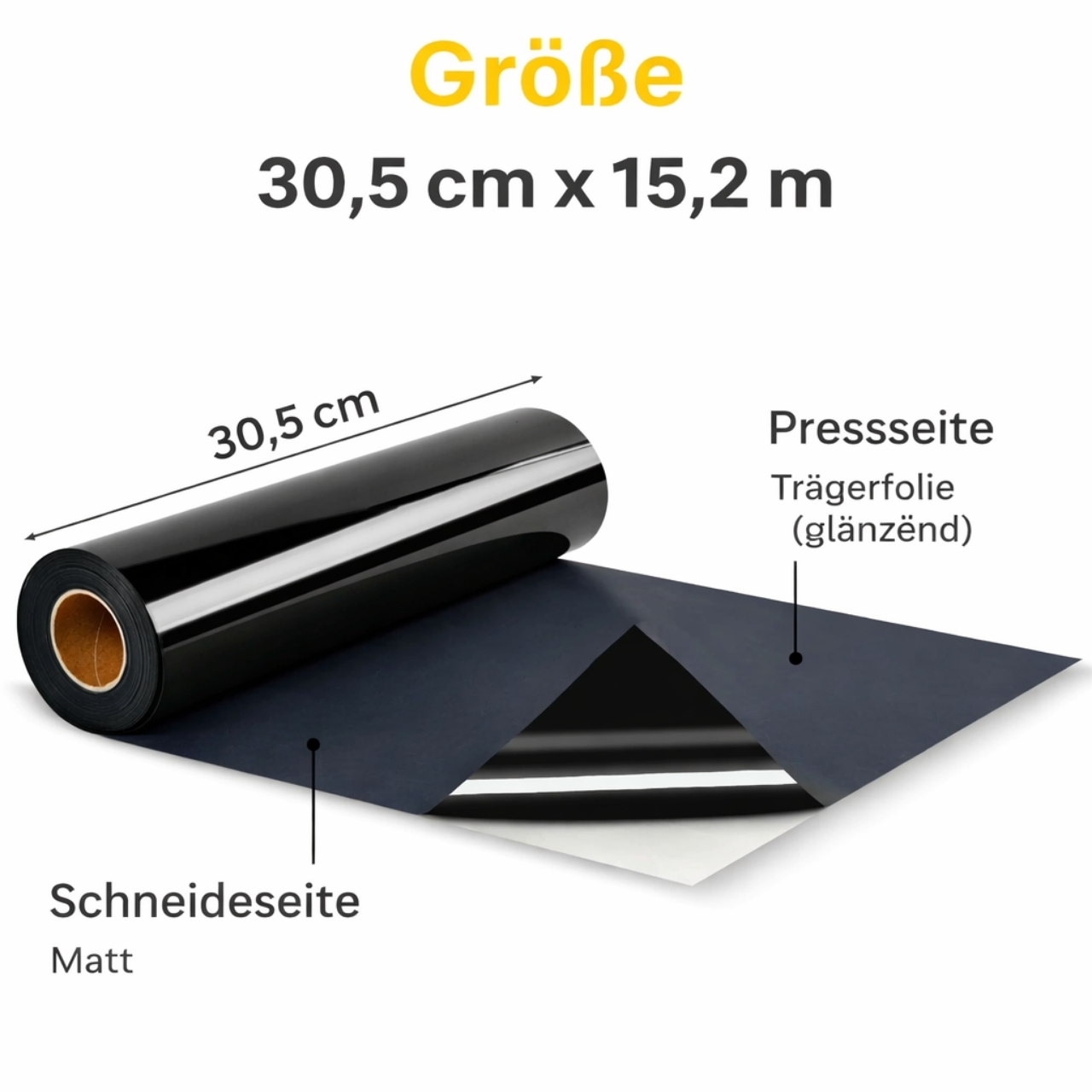 Cricut-kompatibel Plotter Folien HTV 30,5 cm x 15,2 m Schwarz – Flexfolie Rolle für Textilveredelung – Bild 2