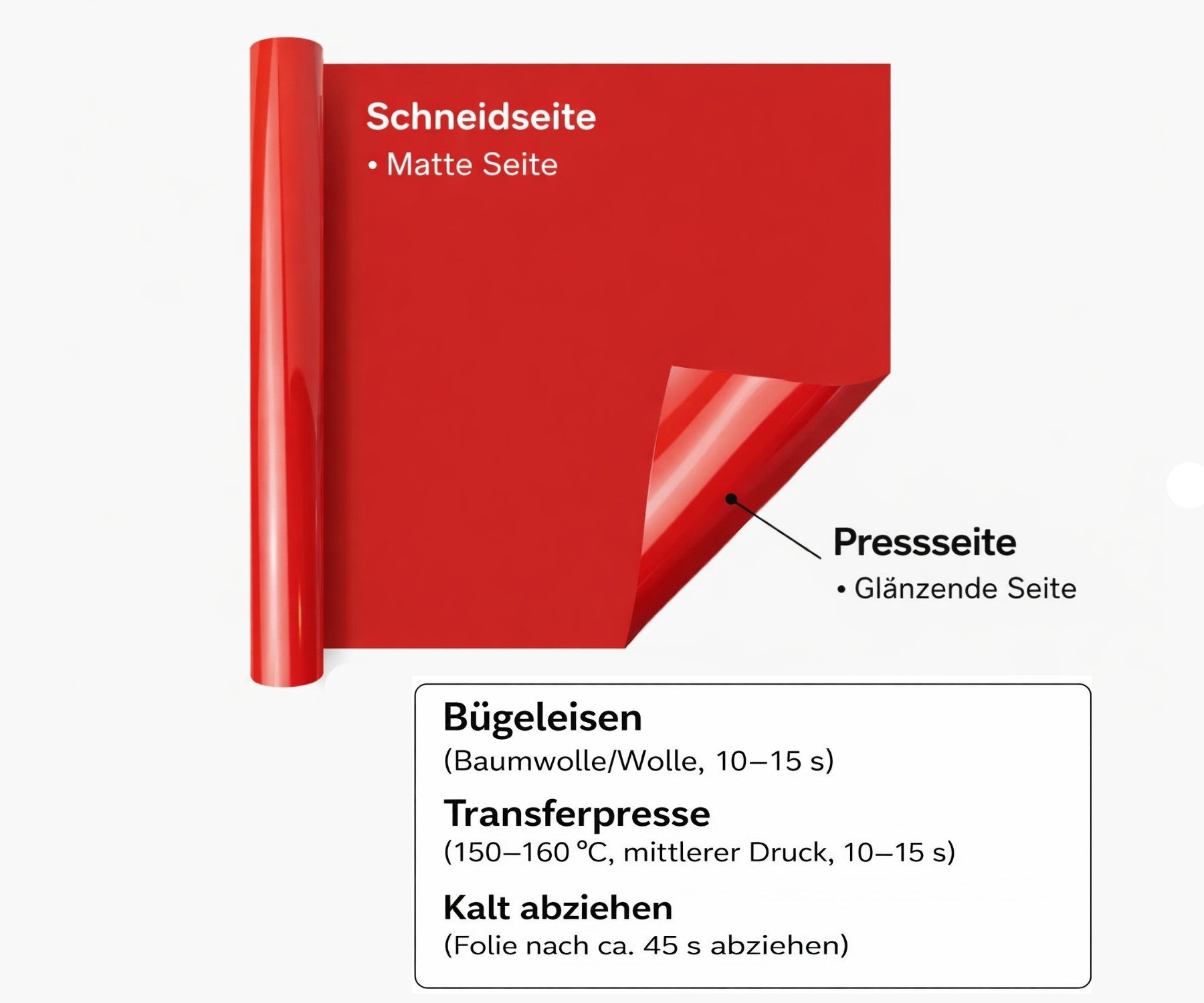 Cricut-kompatibel Plotter HTV Textilfolie Rot 30 × 240 cm – Bügelfolie Rolle für Textilien – Bild 2