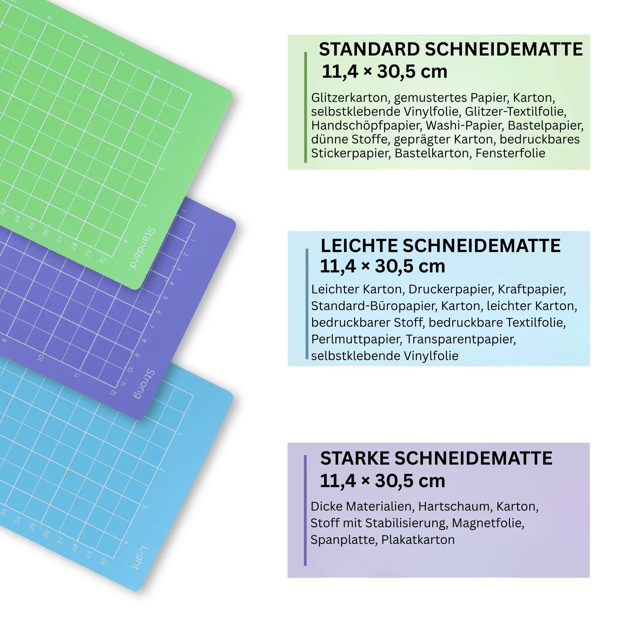 Cricut Joy kompatible Schneidematten 11,4 × 30,5 cm – 3er Set Light, Standard & Strong Grip – Bild 3