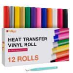 Silhouette-kompatibel Bügelfolie 12 Rollen 30 × 150 cm – HTV Flexfolie Set