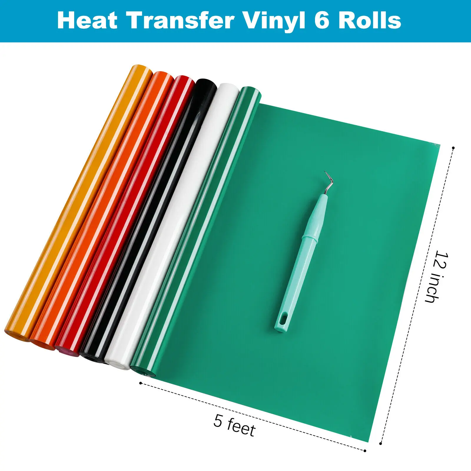Cricut-kompatibel HTV Bügelfolie Set – 12 Rollen 30 × 150 cm Iron-On für Textilien – Bild 10