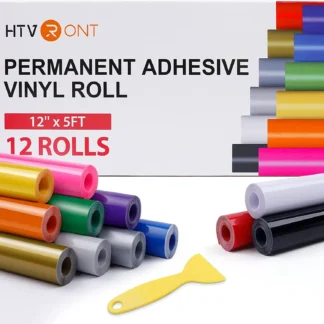 Cricut-kompatibel Plotter Permanent Vinyl 12 Rollen 30 × 152 cm – Klebefolie für DIY & Beschriftungen