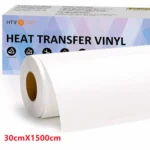 Cricut-kompatibel HTV Bügelfolie Rolle 30 × 1500 cm – Weiß oder Schwarz PU Iron-On für Textilien