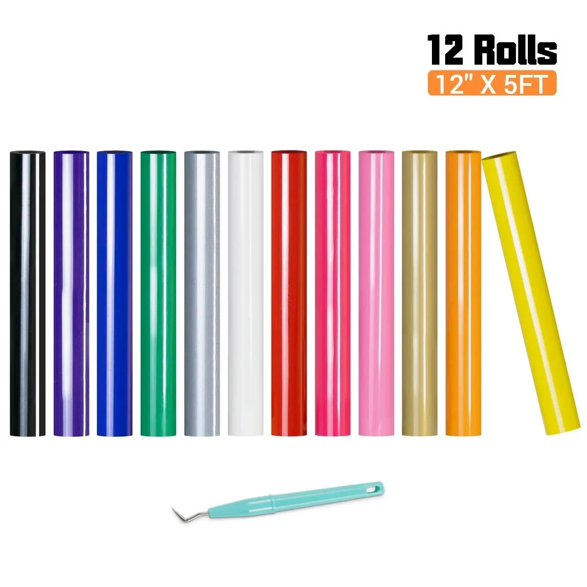Cricut-kompatibel HTV Bügelfolie Set – 12 Rollen 30 × 150 cm Iron-On für Textilien – Bild 2