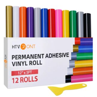 Cricut-kompatibel Plotter Permanent Vinyl 12 Rollen 30,5 × 152 cm – Klebefolie Set für DIY & Beschriftungen