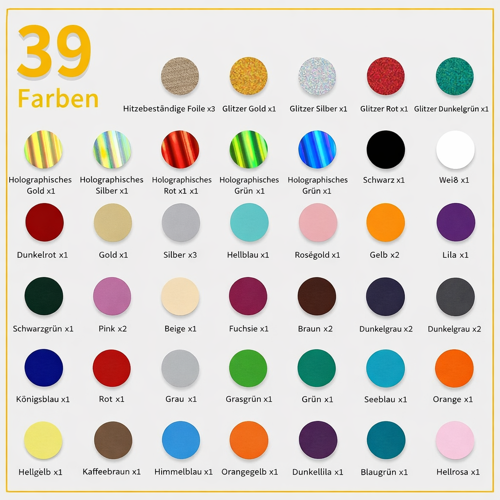 Cricut-kompatibel Plotter HTV Bügelfolie 80 Bögen 30 x 25 cm – 39 Farben Set für Textilien – Bild 2