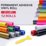 Cricut-kompatibel Plotter Folien 30,5 x 150 cm – 12er Set Glänzend Permanent