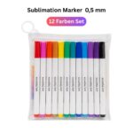 Cricut-kompatible Sublimation Marker 0,5 mm – 12 Farben Set für Plotter