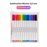 Cricut-kompatible Sublimation Marker 2,0 mm – 12 Farben Set für Plotter