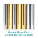 Cricut-kompatible Plotter Spiegel-Vinyl Folien 30,5 × 30,5 cm – 16 Set Metallic Permanent (Gold & Silber)