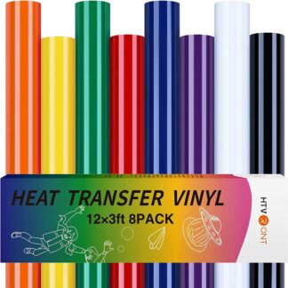 Cricut-kompatibel Plotter Folien HTV 30 x 90 cm – 8er Set Bügelvinyl Flexfolie für Textildruck