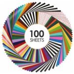 Cricut-kompatibel Plotter Folien Vinyl 30,5 x 30,5 cm – 100 Blatt Set mit 90 Vinylfolien & 10 Transferfolien