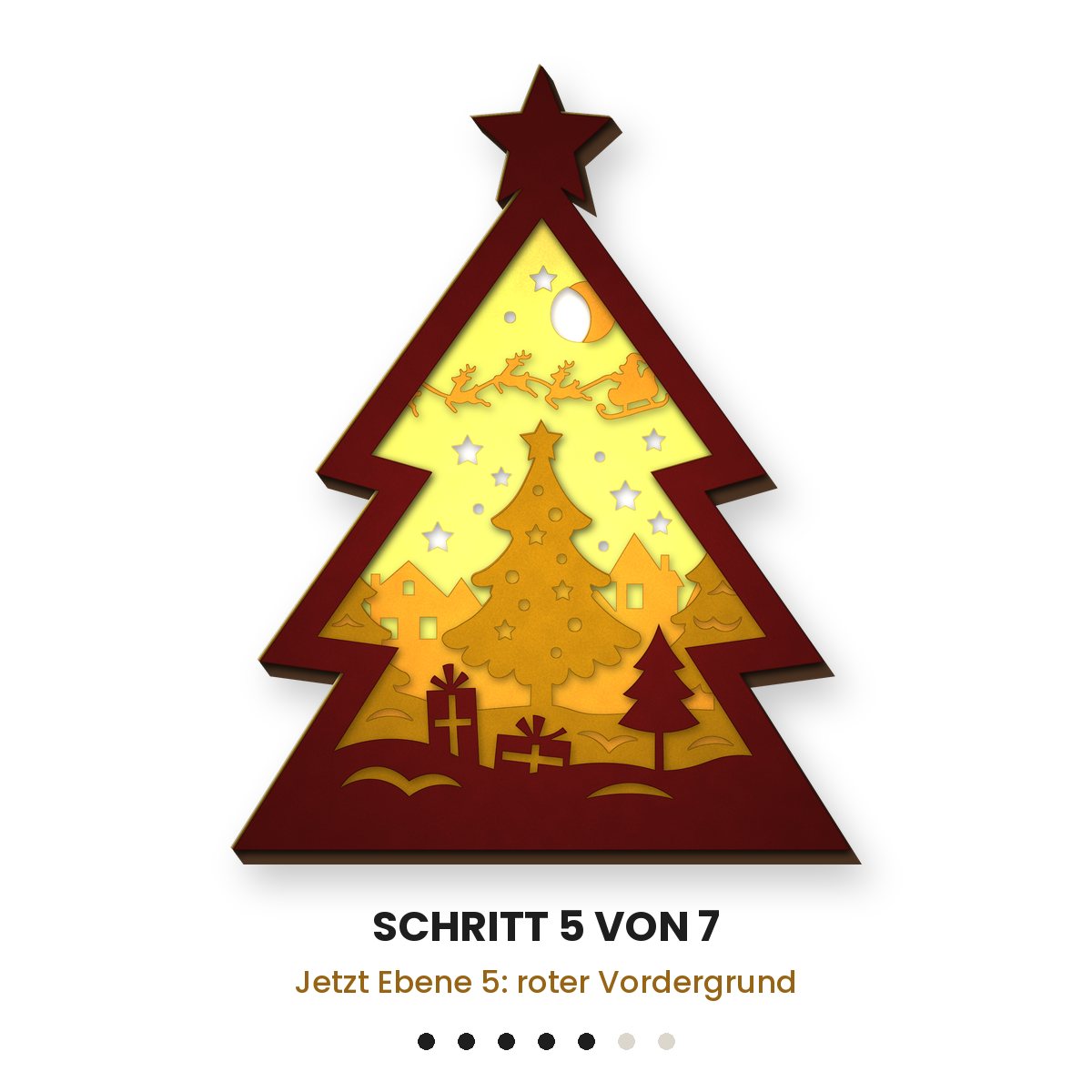 Weihnachtsbaum-Lichtbox – 3D Plotterdatei SVG für Cricut – Bild 6