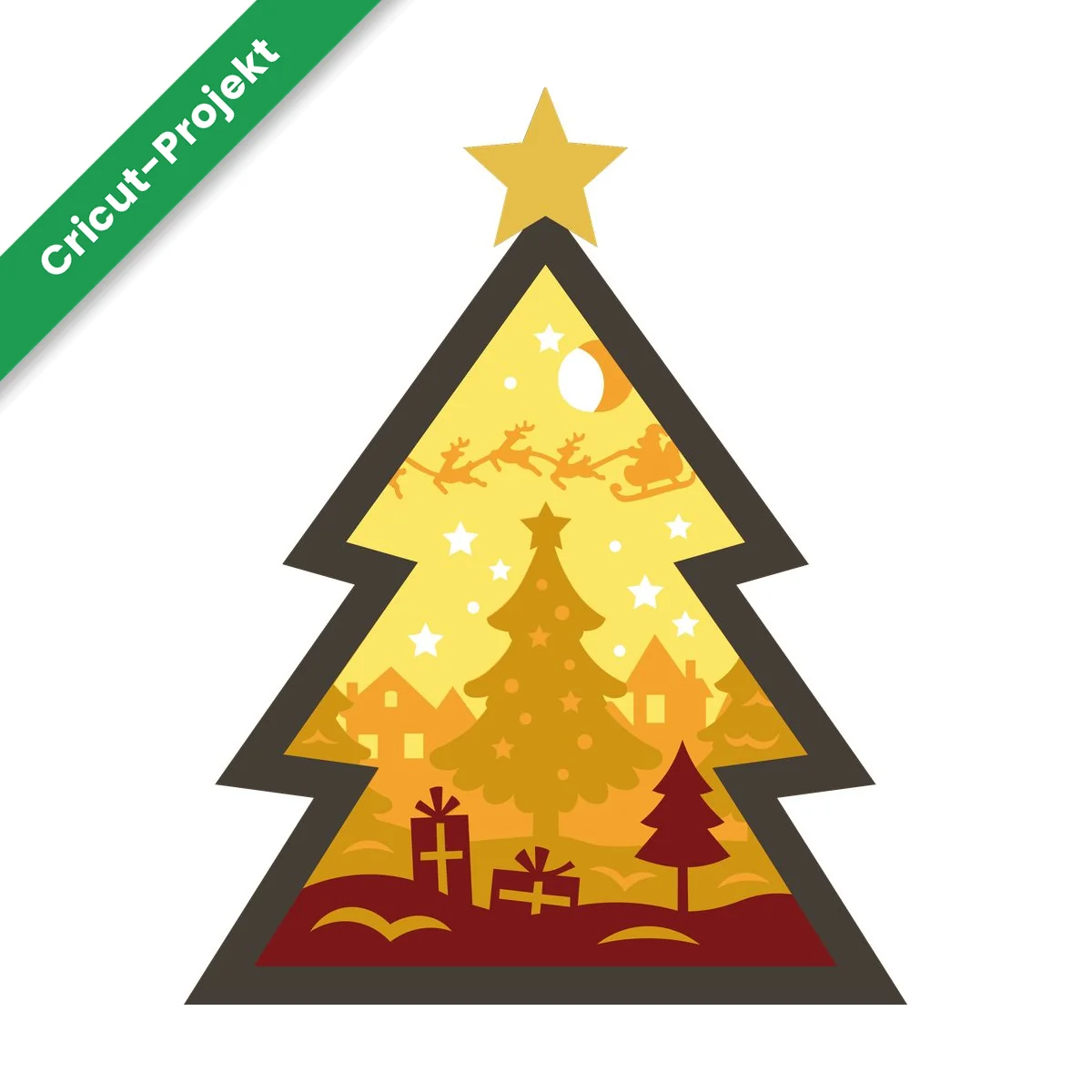 Weihnachtsbaum-Lichtbox – 3D Plotterdatei SVG für Cricut